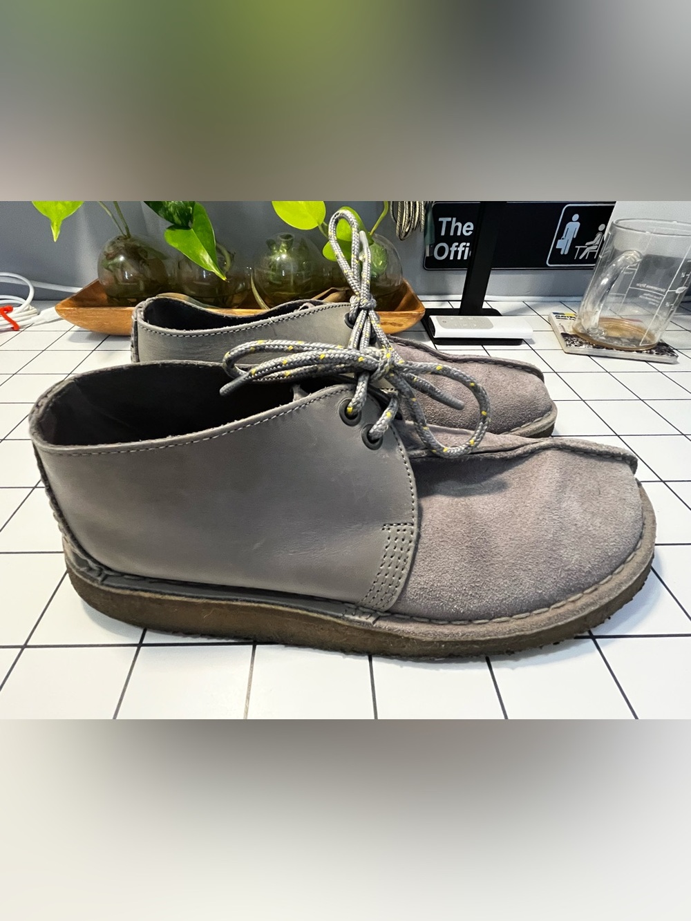 Clarks Men's Gray Suede & Leather Chukka Boots